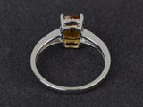 2.4ct Cushion Cut Citrine Milgrain Solitaire Accent Ring 14k White Gold Finish