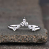 1.6ct Marquise Cut Diamond Engagement Ring Curved Crown 14k White Gold Finish