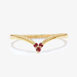 0.3ct Round Cut Simulated Pink Ruby Dainty Trilogy Ring 14K Yellow Gold Plated