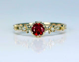 1ct Round Pink Ruby Milgrain Vintage Inspired Solitaire Ring 14k YellowGold Over