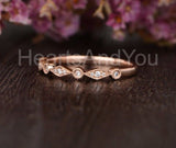 0.5ct Round Cut Moissanite Milgrain Anniversary Wedding Band 14k RoseGold Plated