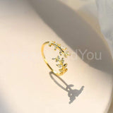 0.5ct Round Cut Moissanite Leaf Minimalist Engagement Ring 14k White Gold Plated