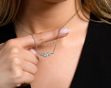 2ct Round Cut Moissanite Three Stone Pendant with Chain 14k White Gold Plated