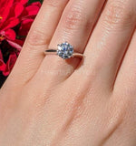 0.5ct Round Cut Moissanite 4 Prong Solitaire Engage Ring 14k White Gold Plated