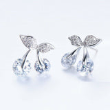 2.1ct Round Cut VVS1D Diamond Cherry Shape Stud Earrings 14k White Gold Finish