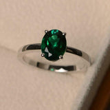 2.25ct Engagement Ring Oval Cut Green Emerald Solitaire 14k White Gold Finish