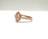 1.9ct Engagement Ring Cushion Cut Morganite Milgrain Floral 14k Rose Gold Finish