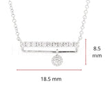 0.5ct Round Cut Moissanite Horizontal Bar Pendant 14k White Gold Plated NO CHAIN