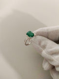 2.1ct Green Emerald Cut Cross Shank Solitaire Women Ring 14k White Gold Finish