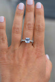 1ct Radiant Cut Blue Aquamarine Round Diamond Accent Ring 14k White Gold Finish