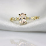 1ct Oval Cut Simulated Morganite Trilogy Engagement Ring 14k Yellow Gold Plated