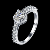 2Ct Round Cut Diamond Hidden Halo Solitaire with Accent Ring 14K White Gold Over