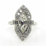 6Ct Marquise Cut Diamond Unique Vintage Engagement Ring 14K White Gold Finish