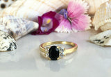 1.2ct Engagement Ring Oval Cut Black Diamond Solitaire 14k Yellow Gold Finish