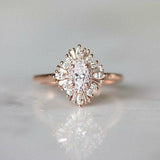 1.5ct Oval Cut VVS1 D Diamond Floral Engagement Ring 14k Rose Gold Finish