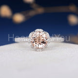 2ct Round Cut Simulated Morganite Floral Engagement Ring 14k Rose Gold Plated