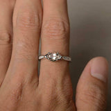 1.5ct Oval Cut Morganite Solitaire with Round Accent Ring 14k White Gold Finish