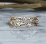 0.35ct Round Cut Moissanite Twisted Women Engagement Ring 14K Yellow Gold Plated