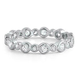 1.4ct Round Cut Diamond Wedding Ring Band Stackable Bezel set 14k WhiteGold Over