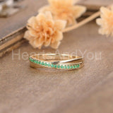 0.3ct Round Cut Simulated Green Emerald Infinity Wed Band 14k White Gold Plated