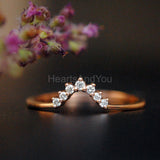 0.15ct Round Cut Moissanite Curved Solitaire Engagement Ring 14K RoseGold Plated