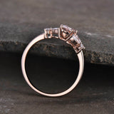 1ct Engagement Ring Oval Cut Morganite Leaf Accent Solitaire 14k Rose Gold Over