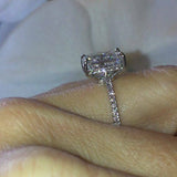 1.5ct Radiant Cut Diamond Accent Solitaire Engagement Ring 14k White Gold Finish