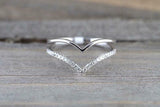 1ct Round Diamond Double Arrow Split Band Engagement Ring 14k White Gold Finish