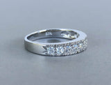 Half Eternity Promise Wedding Ring Band 1.3ct Round Diamond 14k WhiteGold Finish