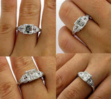 2.5ct Asscher Cut VVS1/D Diamond Vintage Engagement Ring 14K White Gold Finish