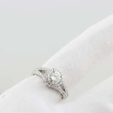 2.5ct Round Cut Diamond Engagement Ring Halo Split Shank 14k White Gold Finish