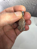 3ct Round Cut Moissanite Praying Hands Pendant 14k White Gold Plated NO CHAIN