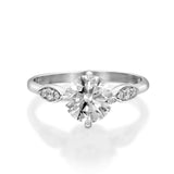 Accents Solitaire Engagement Ring 1.8ct Round Cut Diamond 14k White Gold Finish