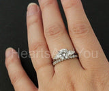 2.2ct Round Cut Moissanite Trilogy Ring Half Eternity Band 14k White Gold Plated