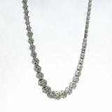 20Ct Round Cut Diamond Unique Floral Cluster Tennis Necklace 14K White Gold Over
