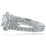 2ct Round Diamond Engagement Ring Halo Split Shank Solitaire 14k White Gold Over