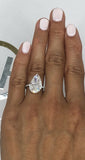 3ct Big Pear Diamond Accent Solitaire Engagement Ring 14k White Gold Finish New