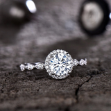 2.2ct Engagement Ring Round Cut Diamond Halo Solitaire 14k White Gold Finish