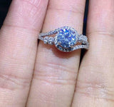 2.2ct Engagement Ring Round Cut Diamond Swirl Twist Design 14k White Gold Finish