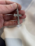 2ct Round Cut Moissanite Jesus Face Cross Pendant 14K White Gold Plated NO CHAIN