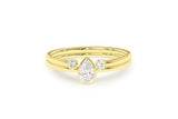 1ct Engagement Ring Pear Cut Diamond Open Band Bridal Set 14k Yellow Gold Finish