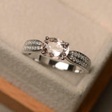 1.7ct Oval Cut Morganite Diamond Accents with Solitaire Ring 14k White Gold Over