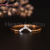 0.15ct Round Cut Moissanite Dainty Chevron Engagement Ring 14K YellowGold Plated