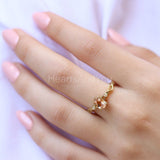 1ct Oval Cut Simulated Morganite Trilogy Engagement Ring 14k Yellow Gold Plated