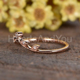 0.12ct Round Cut Moissanite Leaf Vine Women Wedding Band 14k Rose Gold Plated