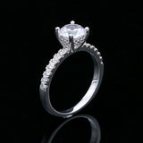 2Ct Round Cut Diamond Solitaire Engagement Ring 18K White Gold Over Hidden Halo