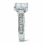 3.5ct Princess Diamond Solitaire with Accent Trilogy Ring 14K White Gold Over