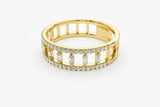 2ct Wedding Ring Band Baguette Cut Diamond Two Row Split 14k Yellow Gold Finish