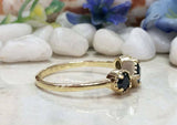 2ct Engagement Ring Princess Cut Black Diamond Three Stone 14k YellowGold Finish