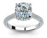 2.5ct Cushion Cut Diamond Engagement Ring 14k White Gold Finish Solitaire Women